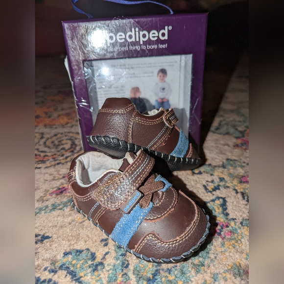 NIB pediped Originals Boys 'Channing' Infant Crib Shoe Brown, Small 6-12 months - Picture 10 of 10